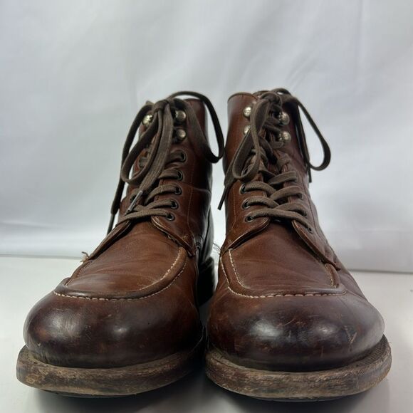 Frye Bowery Moc Grailed Lace Up Brown Leather Men’s Boots - Picture 7 of 15